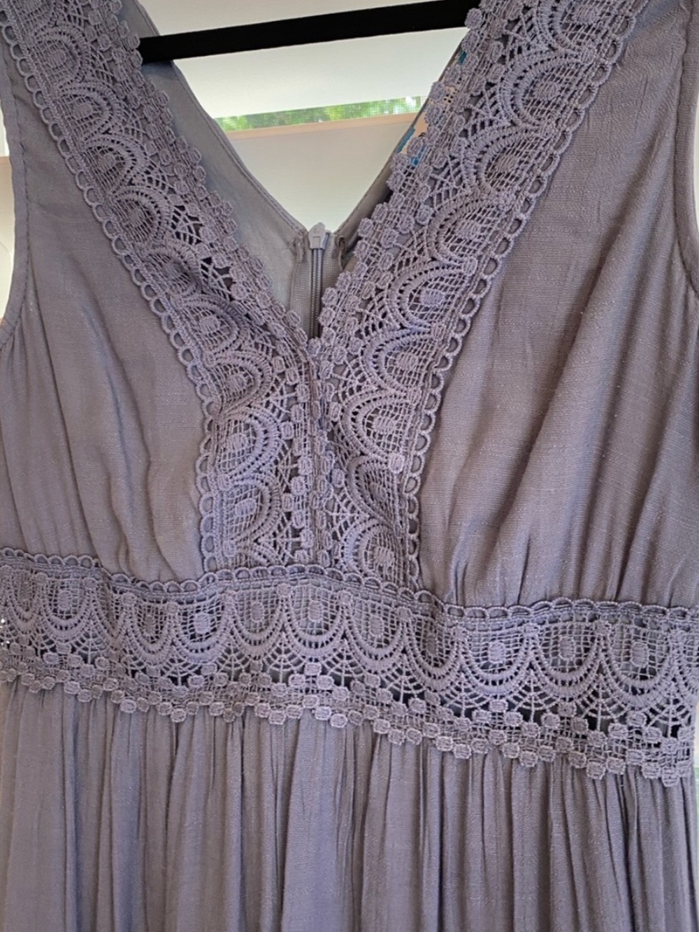 Rebellion Sleeveless Lace-Trim Midi Dress in Lavender